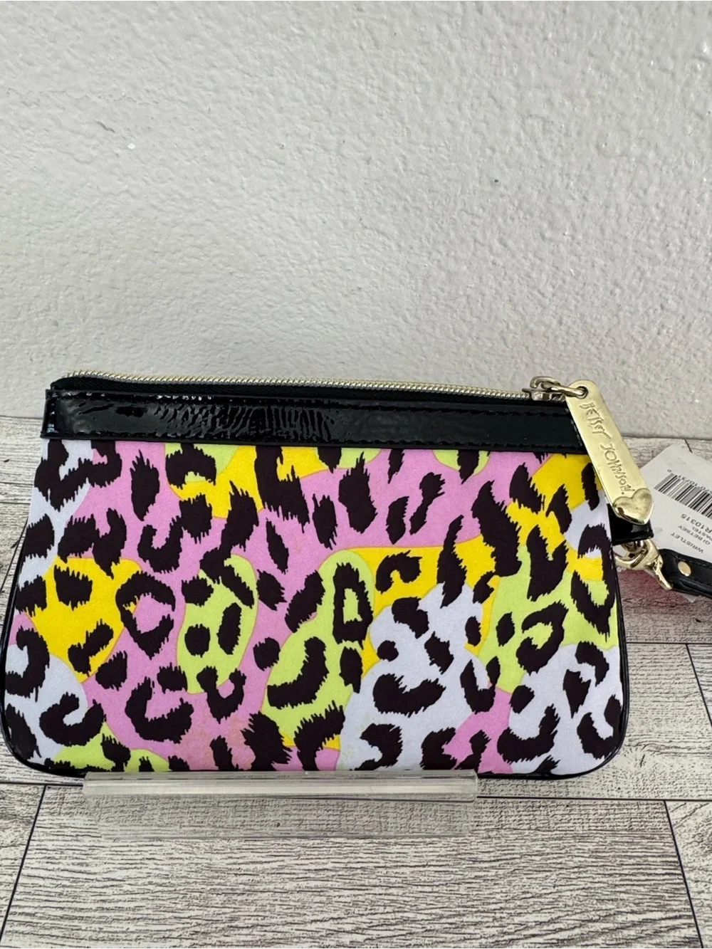 Betsey Johnson Neon Pastel Leopard Print Wristlet NWT